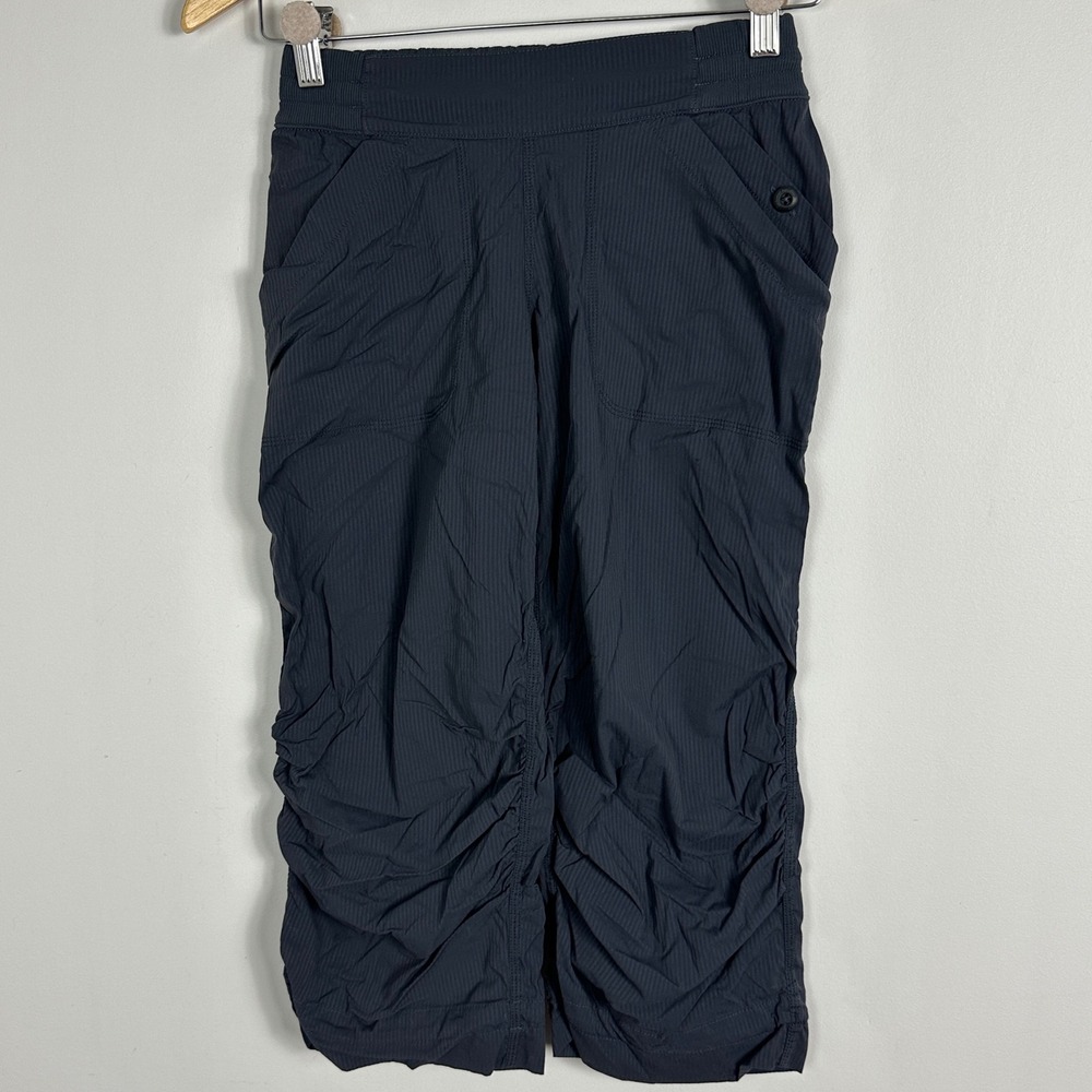 Lululemon Dance Studio Crop Pants Navy Blue Womens Size 4 Cinch Hem Active Run